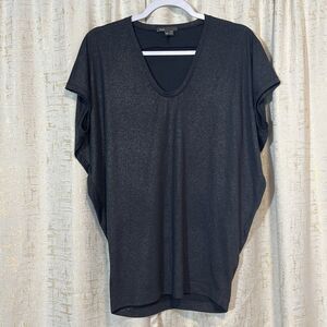 Vince. Dark Grey Sparkle Shimmer Blouse Top V Neck Lightweight‎ Women's Size XS